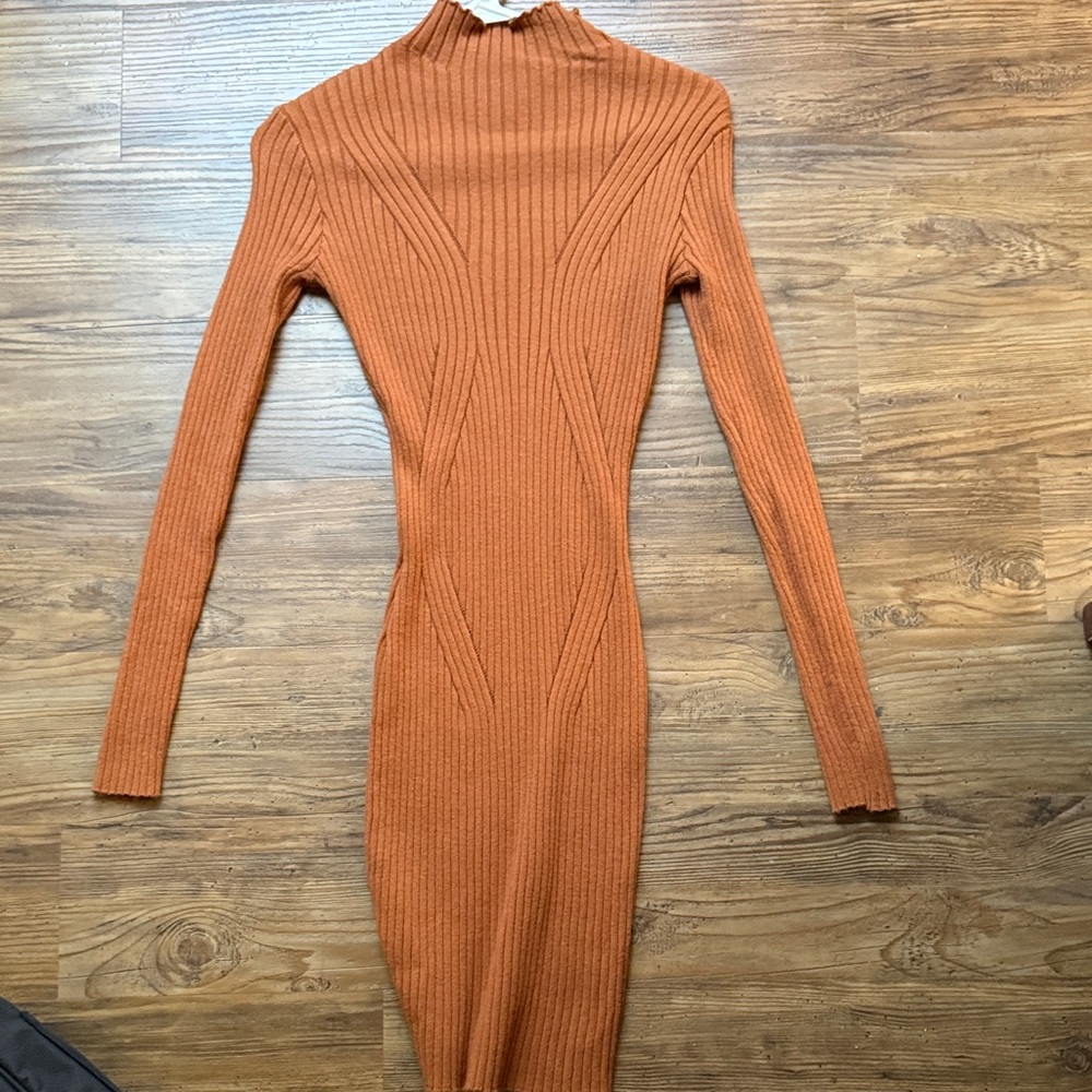 Lulu's Warm Rust Long Sleeve Dress